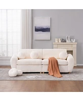 84" White Corduroy Sofa Couch
