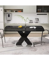 Square Marble Top Dining Table, X-Leg