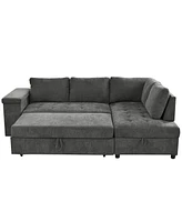Mirod 91.5-Inch L Shaped Couch with Pull Out Bed and Storage Sectional Sleeper Sofa with Hidden Storage, Wide Armrest with storage,for Living Room, Ap