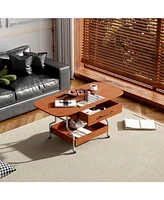 Folding Coffee Table with Storage and Wheels