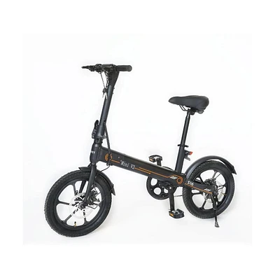 Electric Bike for Adults, 16' Folding Electric Bike Mini V2 with 350W Motor, 36V 7.5Ah Removable Battery, 15.5 mph, Ultra-Light Electric Bikes for Com