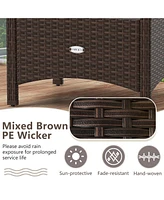 2 Pieces Outdoor Patio Pe Wicker Ottomans with Removable Cushions
