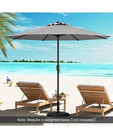 Outdoor Heavy Duty Market Umbrella with Crank Handle and 8 Sturdy Ribs-Gray