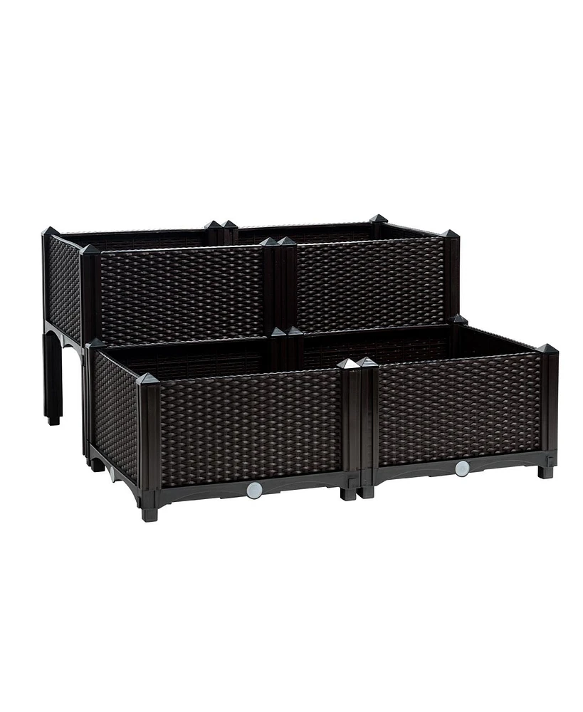 Set of 4 Elevated Flower Vegetable Grow Planter Box