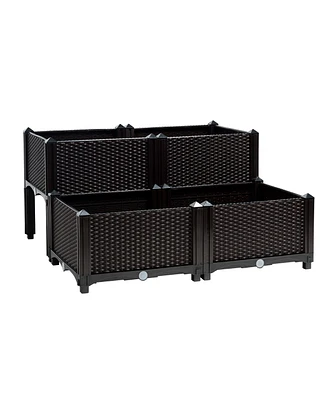 Set of 4 Elevated Flower Vegetable Grow Planter Box