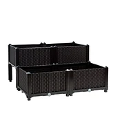 Set of 4 Elevated Flower Vegetable Grow Planter Box