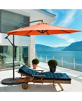10 Feet Offset Umbrella with 8 Ribs Cantilever and Cross Base