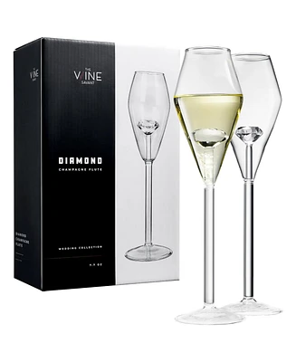 The Wine Savant Wedding Toast Champagne Flute Glasses, Set of 2