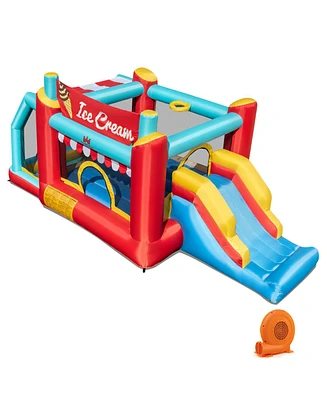 5-in-1 Ice Cream Inflatable Bounce House with Ball Pit and Slide with 520W Blower