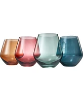 The Wine Savant Khen Pastel Muted Stemless Wine Glasses, Set of 4