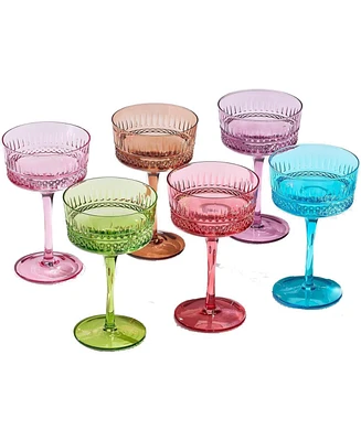 The Wine Savant Art Deco Vintage Goblet Cocktail Glasses, Set of 6