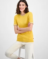 Tommy Hilfiger Women's Tipped Short-Sleeve Sweater