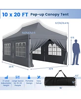 10 x 20 Feet Pop up Canopy with 6 Sidewalls Windows and Carrying Bag