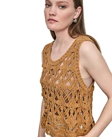 Dkny Jeans Women's Crochet Scoop-Neck Cotton Top