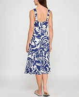 Trixxi Juniors' Printed Square-Neck Sleeveless Midi Dress