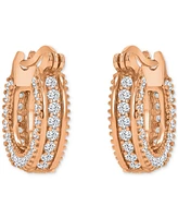 Cubic Zirconia Huggie Hoop Earrings Sterling Silver