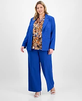 Tahari Asl Plus Faux Double-Breasted Boyfriend Blazer