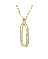 14K Gold Plated Cubic Zirconia hollow Geometrical Pendant Necklace