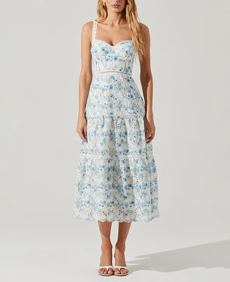 Astr the Label Women's Pellagia Cotton Eyelet Midi Dress