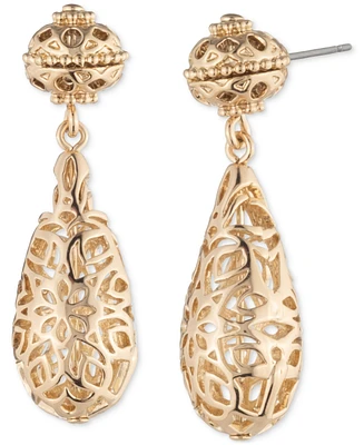 Marchesa Gold-Tone Filigree Tear-Shape Drop Earrings