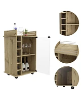 Savannah 6-Bottle 3-Shelf Bar Cart Light Oak