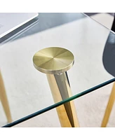 Modern Glass Dining Table, Golden Legs, 51" Kitchen/Living Room