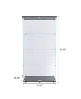 Led Strip Light Glass Display Cabinet - Black