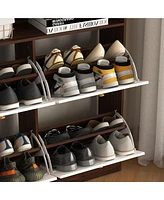 Shoe Storage Cabinet: 4 Flip Drawers, Wooden Handles, Freestanding, Anti-Tip Fitting