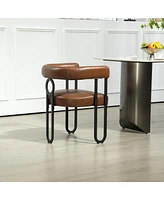 Contemporary Designed Chenille Fabric Upholstered Accent/Dining Chair/Barrel Side Chairs Kitchen Armchair for Living Room set of 1 (Light Brown Pu