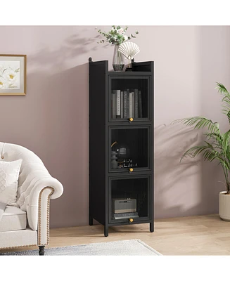 Modern Glass Door Cabinet with Multi-tier Storage (Entryway, Living Room, Bathroom, Dining Room