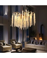 23.6 Modern Golden Pendant Light with Cascading Crystals for Living Spaces