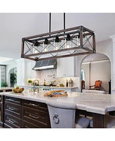 5-Light Retro Farmhouse Chandelier For Kitchen, Living room, Dining room Red and Black(No Bulbs)