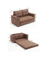 Versatile 3-in-1 Sofa Bed with Storage and Cup Holders for Compact Spaces