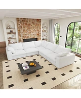 Cloud Sectional Sofa 160", Down Filled Comfortable V Shape Sofa for Living Room, Simple Wide and Deep Seat Convertible Sofa for Office Apartment