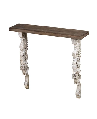 47x11x43" Classic Vintage Natural and White Wall Shelf