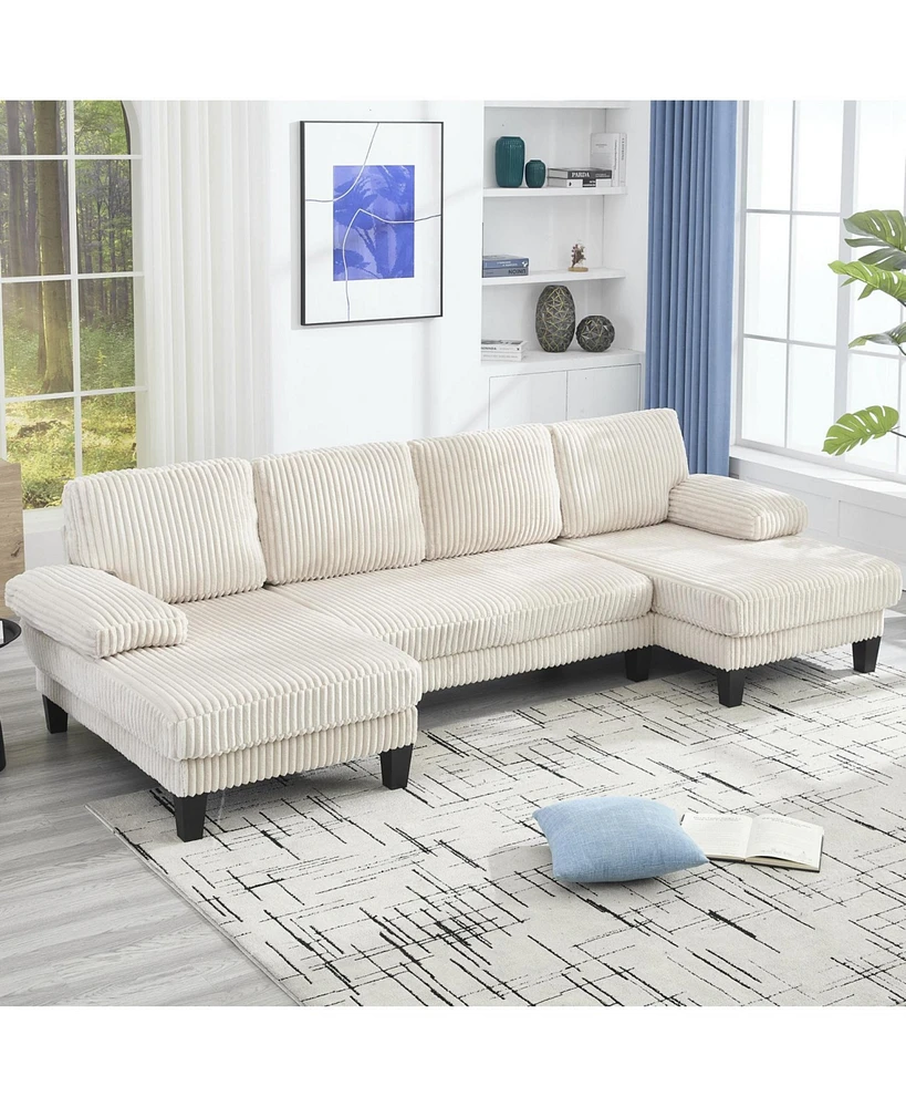 U-Shaped Couch with Double Chaise & Oversized Seat