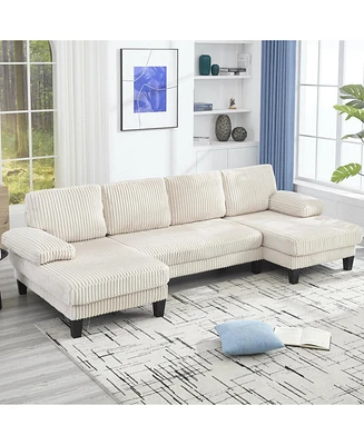 U-Shaped Couch with Double Chaise & Oversized Seat