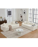 2 Piece Boucle Cloud Sofa Set, Upholstered Sofa Set, Modern 3 Seater and 2 Seater Sofa with Mdf End Table for Living Room, Apartment,3+2 couch,Boucle,
