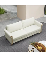 2.5 Seat Velvet Sofa Upholstery with Ideal Mid-Century Modern Living Room Furniture Cream White Couch