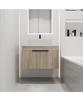 30" Modern Design Float Bathroom Vanity With Ceramic Basin Set