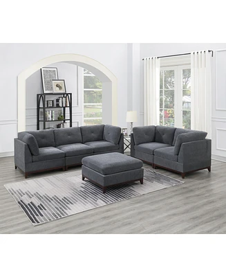 6 Piece Modular Sofa Set in Ash Grey Chenille Fabric