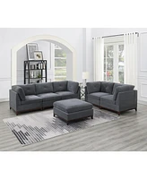 6 Piece Modular Sofa Set in Ash Grey Chenille Fabric