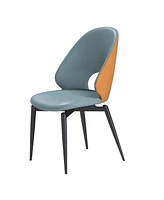 Set of 2 Modern Pu Leather Dining Chairs (Orange & Grey)