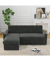 Spacious 2-Pack Sofa Bed with Storage Chaise and Comfortable Cushions
