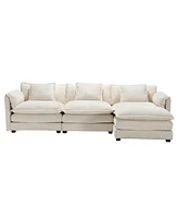 Modern Large boucle Fabric L-Shape Sectional Chenille fabric, movable pedals, detachable armrests, oversized three-seat Sofa