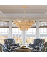 Bohemian style Woven Pendant Light 19.7 Inch Rattan Ligh Large Rattan Pendant Light with 4-Tier Rattan Chandelier--Wood