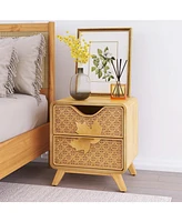 Hand-Carved 2-Drawers Accent Cabinet - Traditional Craftsmanship and Functionality Combined