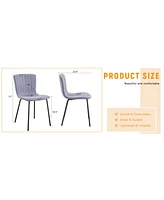 Luxury Minimalist Dining Chairs - Set of 4, Black Metal Legs