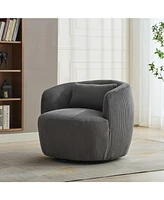 34" Corduroy Swivel Barrel Chair w/ Pillow - Charcoal
