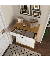 Freestanding 4-Tier Shoe Cabinet with Drawer and Adjustable Shelves